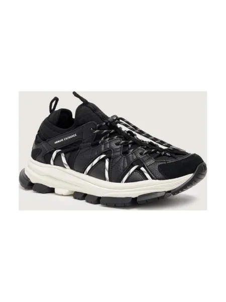 Armani Exchange Sneakers cu adaos de piele negru