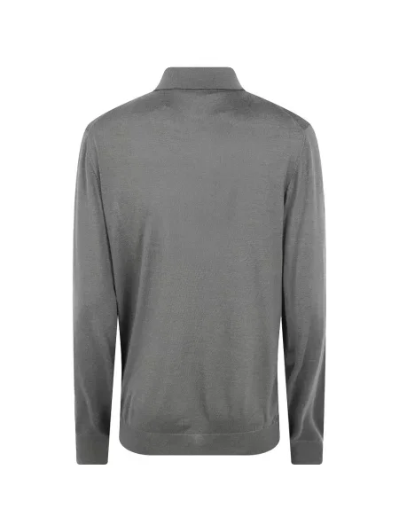 Lung tricou polo Filippo De Laurentiis de lână gri