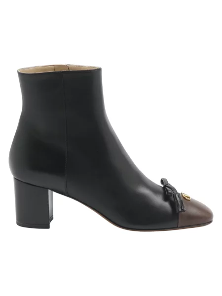 Lniane buty do kostki Valentino czarne