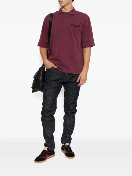 Tricou polo Dsquared2 cu broderie roșu