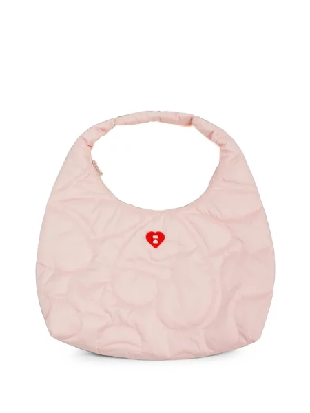 Matlasat geantă shopper Apee™ By *a Bathing Ape® cu motiv cu inimi roz