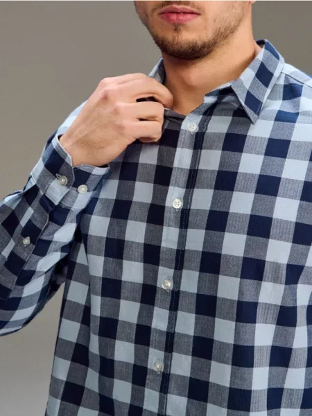 Sinsay kostkovaná košile světle modrá