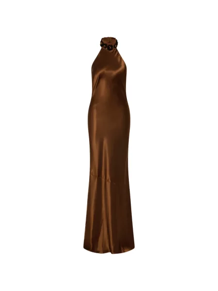 Maxi rochie maxi Rebecca Vallance cu gât halter de costum maro