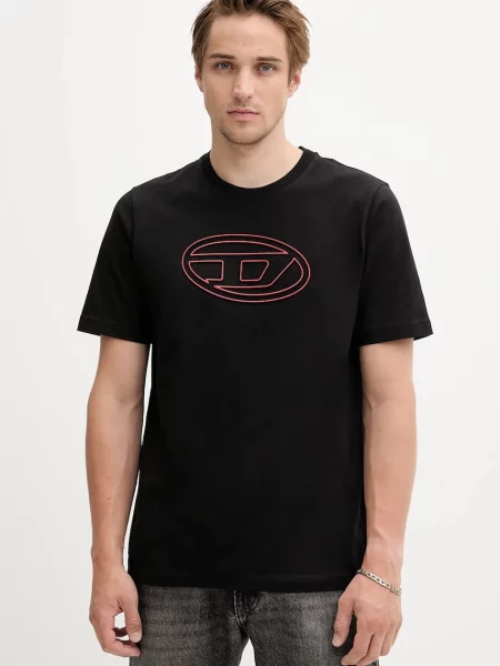 Тениска Diesel T-ADJUST-BIGOVAL с принт черно