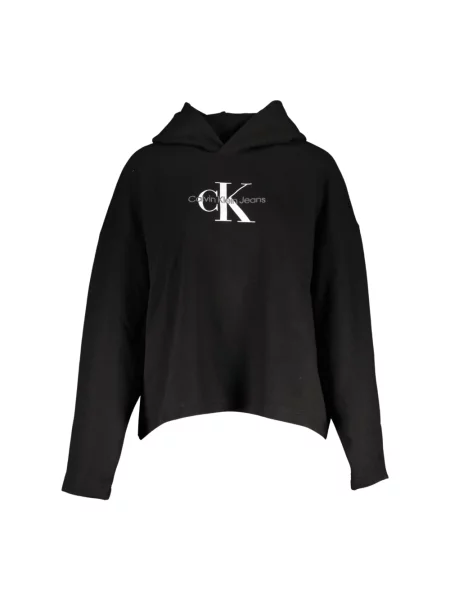 Bluza z kapturem Calvin Klein zamszowa z okrągłym noskiem czarna