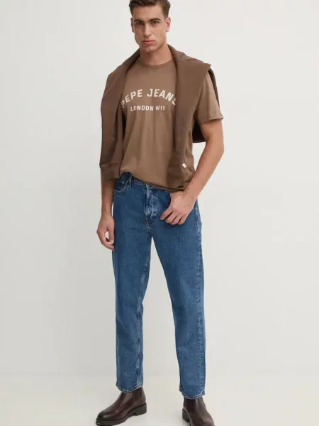 Футболка Pepe Jeans ALDRIDGE з принтом коричневий