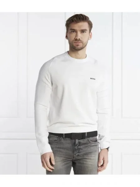 BOSS GREEN Pulover Rilmo alb