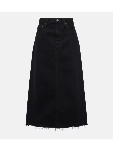 Fustă din denim Agolde până la genunchi negru