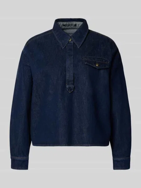 Bluzka jeansowa o kroju regular fit z kieszenią na piersi Luisa Cerano niebieska