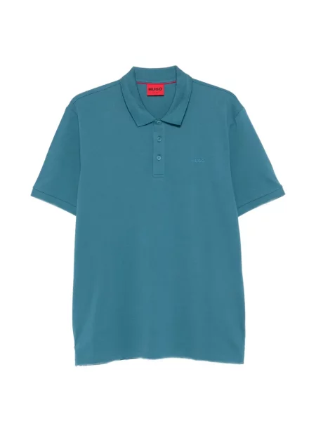 Tricou polo Hugo cu autograf albastru