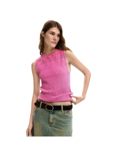 Tricou Desigual fără mâneci albastru