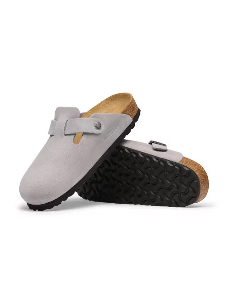 Birkenstock чехли сабо от велур Boston Suede Leather виолетово