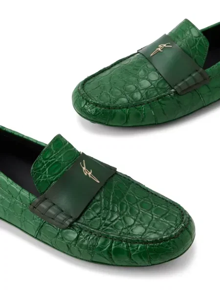 Кожени лоуфъри Ferragamo зелено