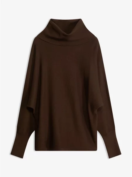 Sweter z golfem z mieszanki brązowy