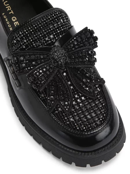Kožené mokasíny Kurt Geiger London Bow Crystal Loafer na plochém černá