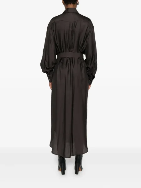 Rochie tip cămașă Frenken de costum maro