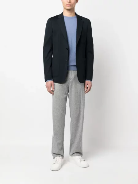 Briaunotas megztinis Zegna apvaliu kaklu mėlyna