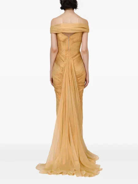 Rochie Iris Serban plisată de costum galben