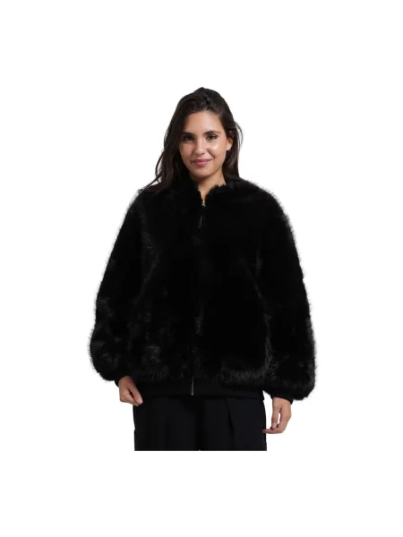 Kurtka Armani Exchange ze sztucznego futra ze stójką czarna