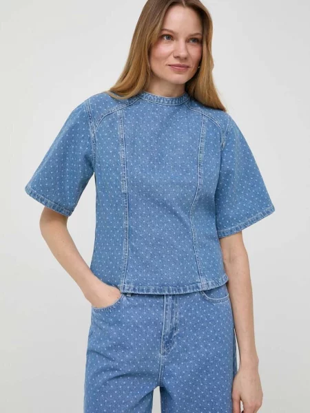 Custommade bluza subtire de blugi femei modelator albastru