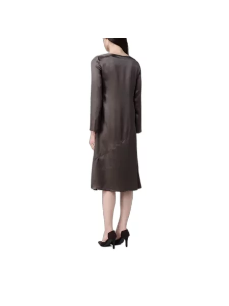 Sukienka midi Emporio Armani z twillu brązowa