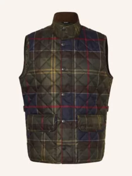 Barbour Prošívaná Vesta tmavě zelená / tmavě / tmavě modrá červená