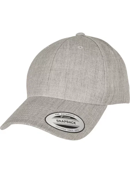 Premium curbate vizor Snapback Cap Heather Grey One Size alb