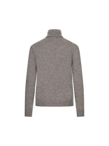 Lniany sweter z golfem Jil Sander szary