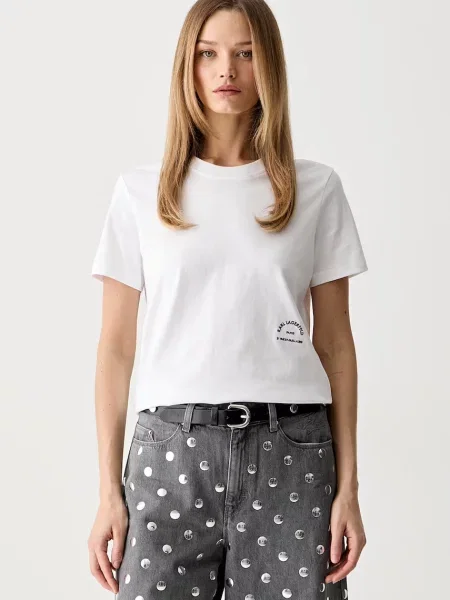 Karl Lagerfeld tricou basic pentru femei din alb
