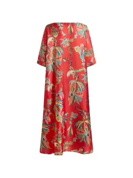 Lung rochie Etro de mătase cu model paisley roșu