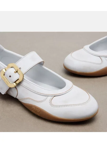 Balerini Miu Miu din piele alb