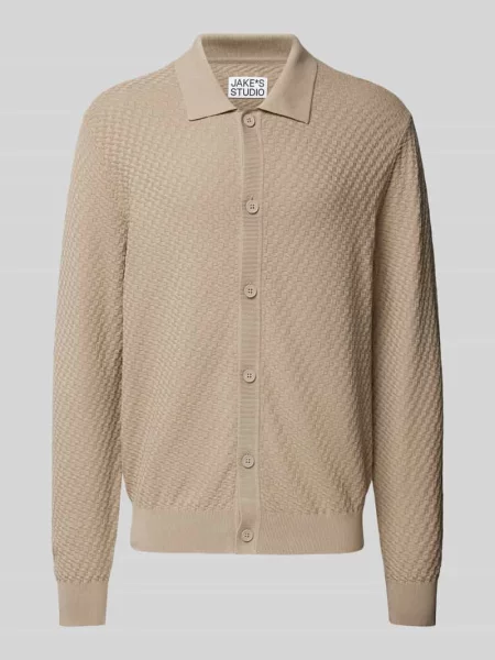 Kardigan z z fakturowanym wzorem Jake*s Studio Men beżowy