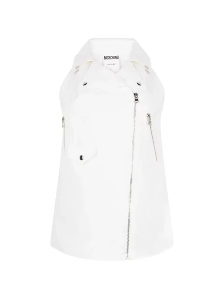 Geacă Moschino fără mâneci alb