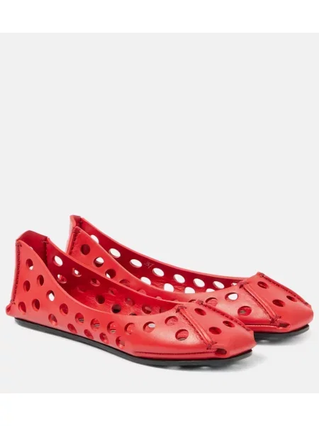 Balerini Alaïa din piele roșu