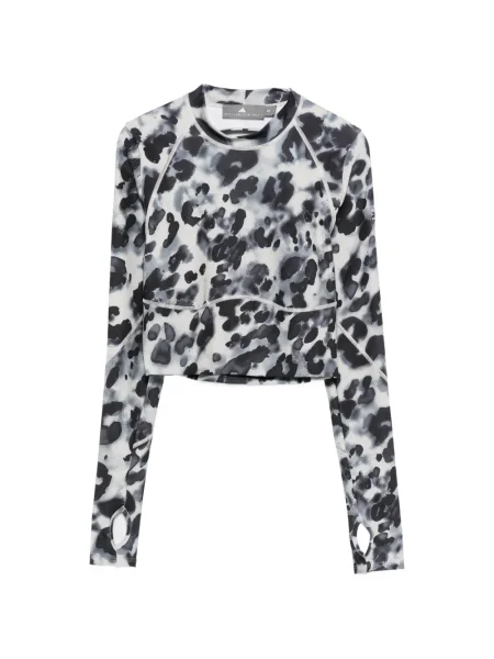Top Adidas By Stella Mccartney cu imprimeu animal print gri