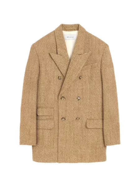 Sacou Ami Paris de lână cu model herringbone