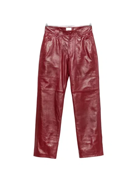 Pantaloni Isabel Marant din piele roșu
