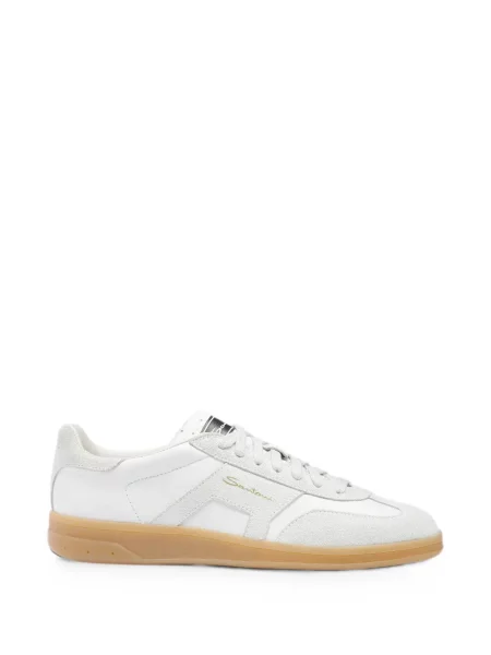 Sneakerși Santoni din piele alb