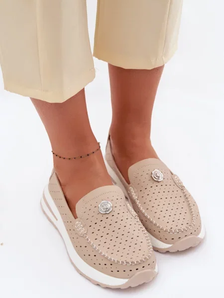 Mocasini Evento din piele alb