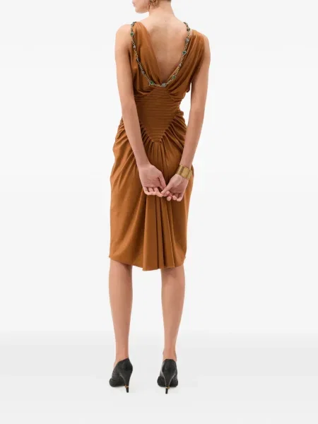Rochie Versace cu decolteu în V de costum maro