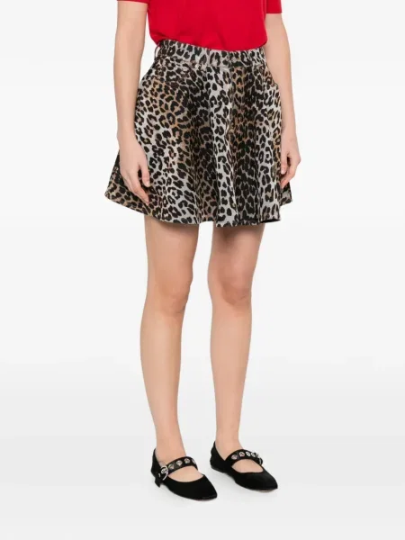 Fusta mini Ganni cu imagine cu model leopard maro