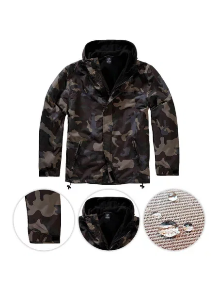 Kurtka turystyczna Brandit Frontzip Windbreaker Dark Camo czarna