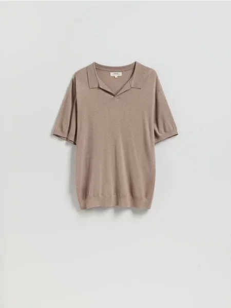 Tricou polo Reserved bej