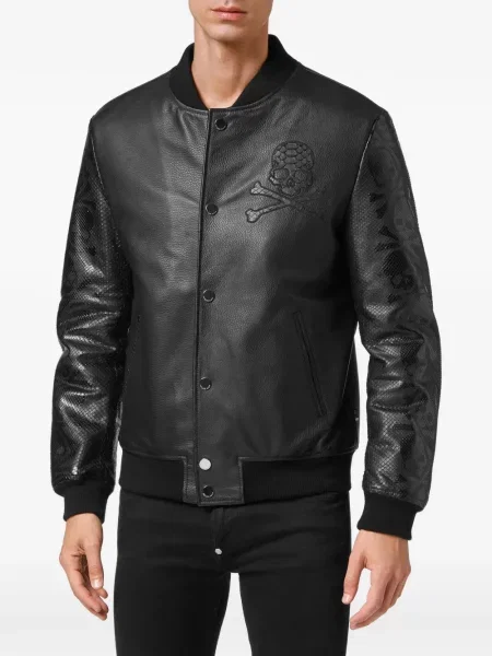 Geanta de piele Philipp Plein negru