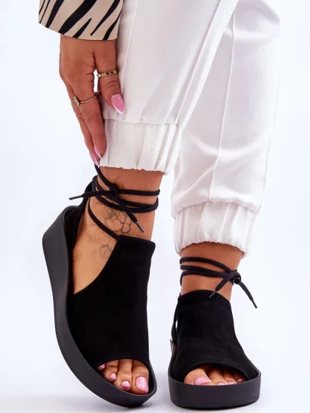 Sandali Zazoo iz semiša s polno peto črna