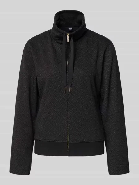 Bluza rozpinana o kroju relaxed fit z mieszanki bawełny model ‘MONOGRAM’ Boss czarna