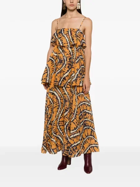 Rochie maxi Alemais cu volane portocaliu
