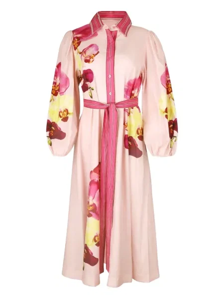 Rochie midi Aston Studio cu model floral până la genunchi de costum roz