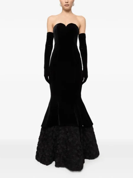 Rochie maxi Nissa cu model floral de costum negru