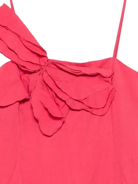 Rochie midi Blumarine cu volane cu bretele roz